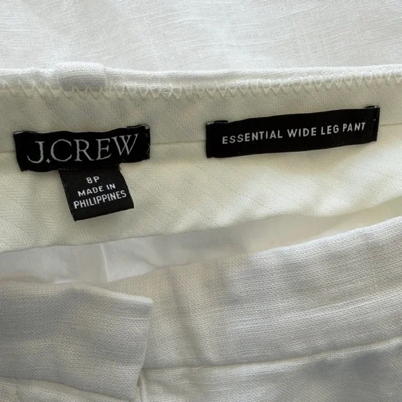 J.Crew White Wide-Leg Linen Essential Pants Petite 8 - Picture 9 of 11